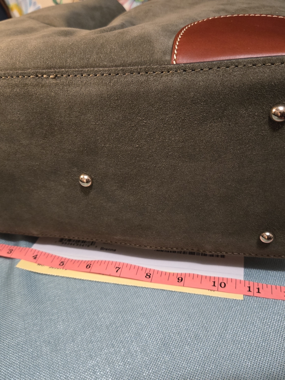NWT. Beautiful Dooney & Bourke Moss Suede BARLOW with Brown Leather Trim - Picture 9 of 12